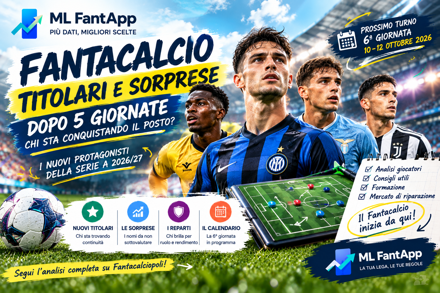 Titolari e sorprese al Fantacalcio 2026/27 dopo le prime cinque giornate di Serie A