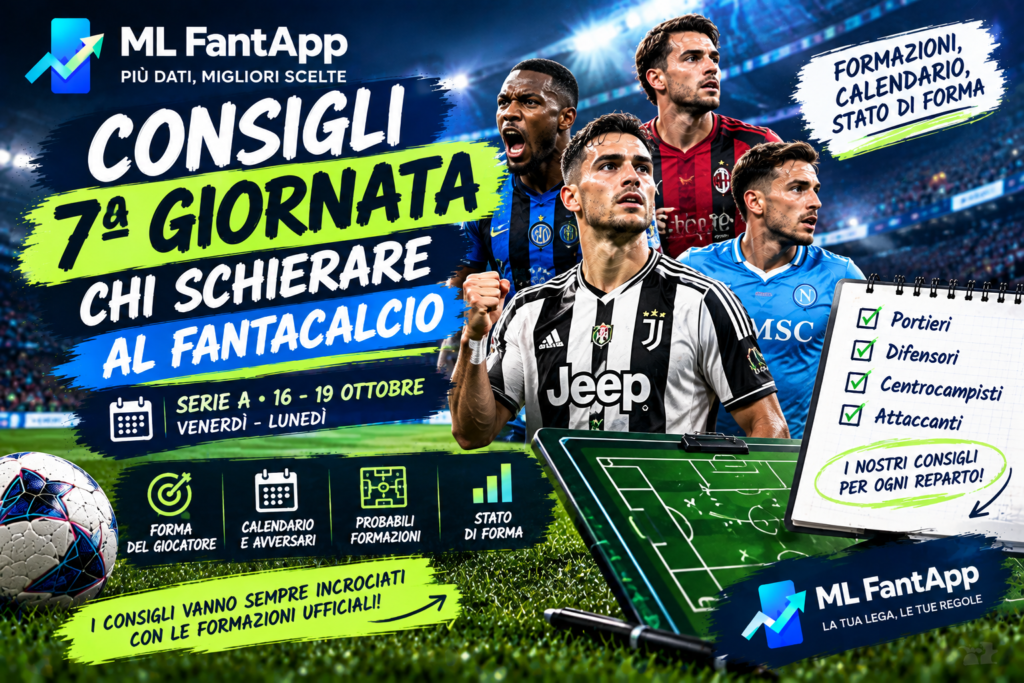 Consigli Fantacalcio 7ª giornata Serie A 2026/27: chi schierare e chi lasciare fuori