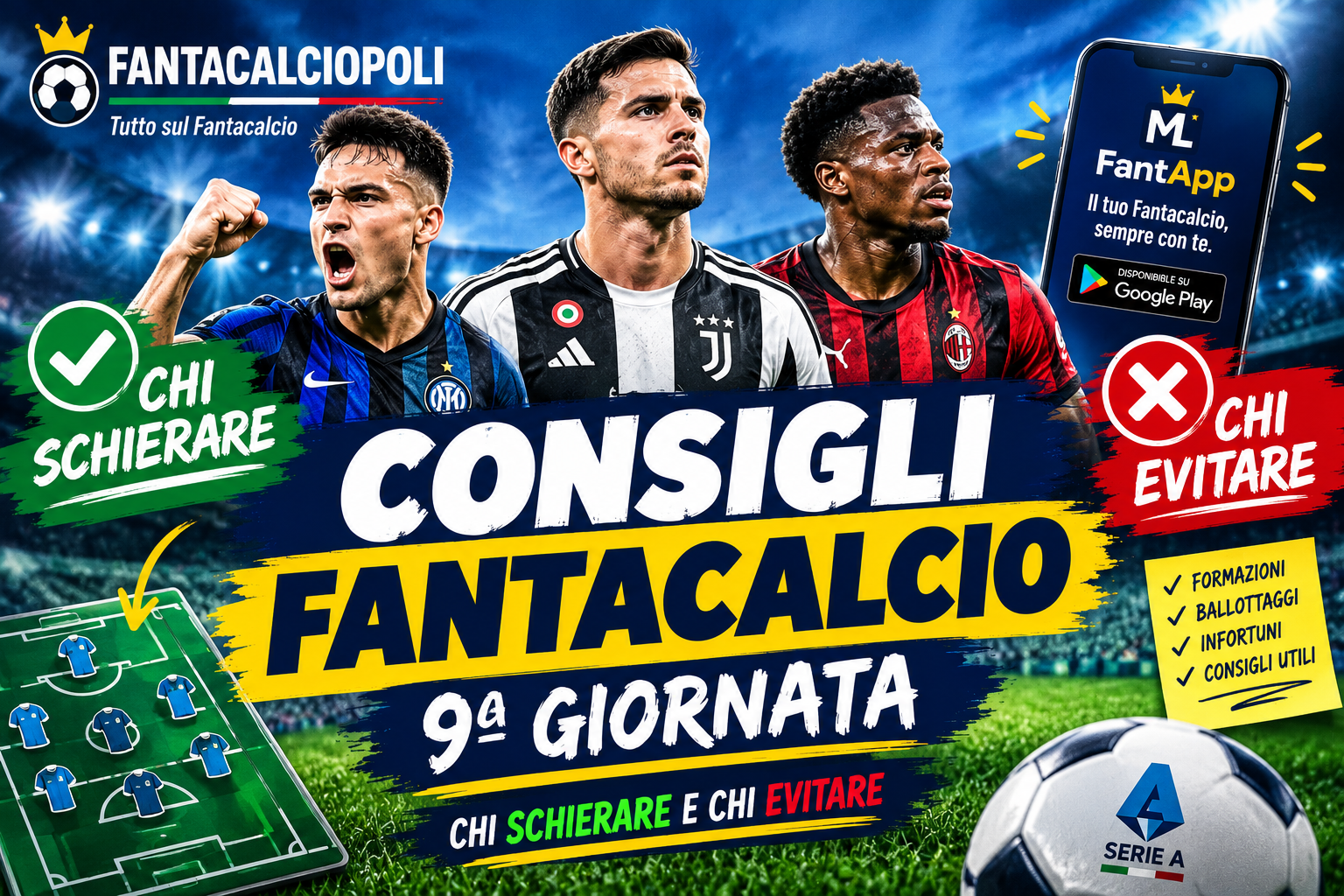 Consigli fantacalcio 9 giornata: i giocatori da schierare e quelli da evitare nel turno infrasettimanale di Serie A