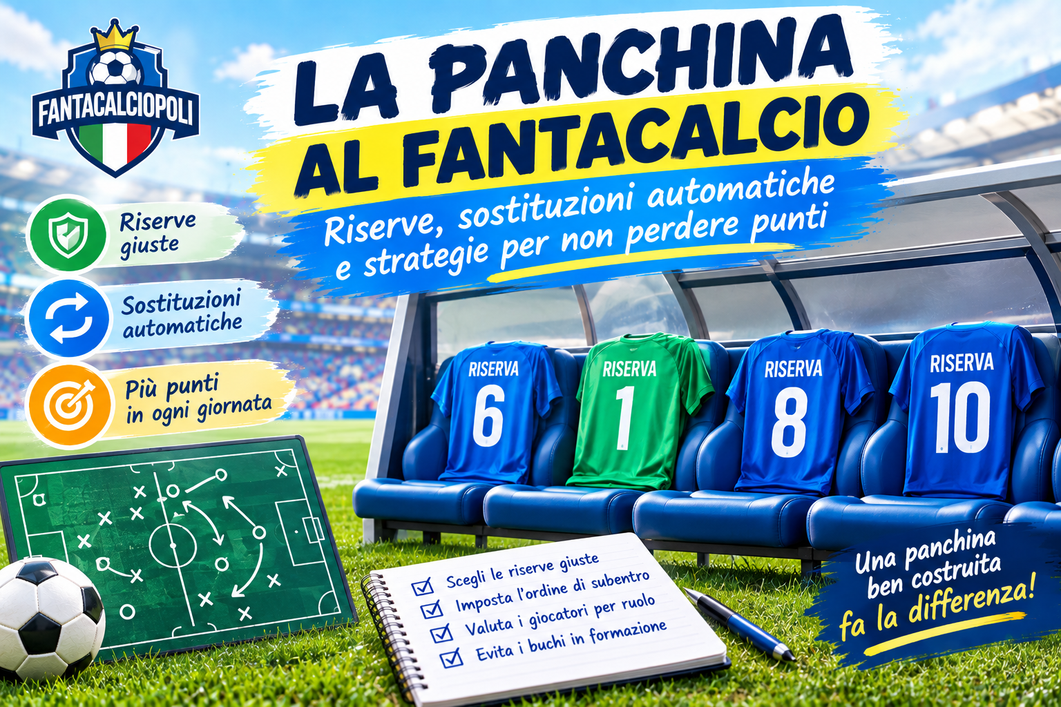 Panchina al Fantacalcio con riserve e sostituzioni automatiche