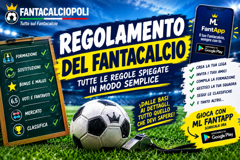 Regolamento del fantacalcio: tutte le regole spiegate in modo semplice, con formazione, sostituzioni, bonus, malus e voti.